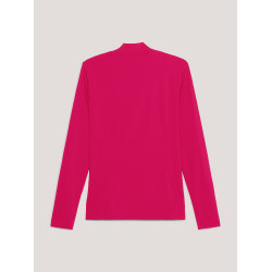 Camisola térmica Tommy Hilfiger Equestrian de manga comprida com gola para mulher Cereja