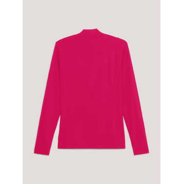 Camisola térmica Tommy Hilfiger Equestrian de manga comprida com gola para mulher Cereja