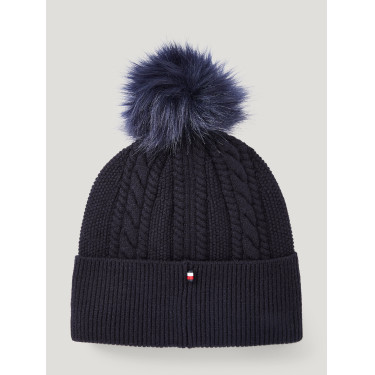 Gorro com pompom Tommy Hilfiger Equestrian Perry Céu do deserto Azul Gorro com pompom Tommy Hilfiger Equestrian Perry Céu do deserto Azul