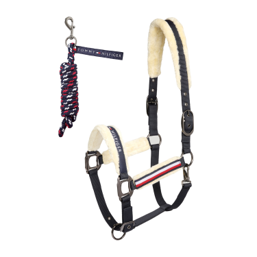 Caveção e guia Tommy Hilfiger Equestrian Yale com pelo Céu do deserto Azul Caveção e guia Tommy Hilfiger Equestrian Yale com pelo Céu do deserto Azul