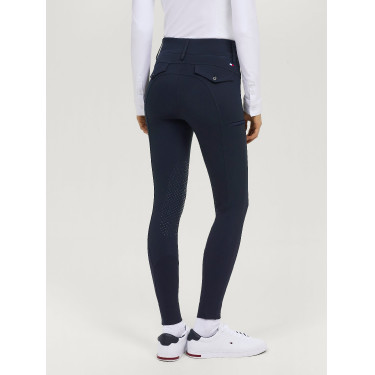 Calças Tommy Hilfiger Equestrian Victoria com grip nos joelhos para mulher Céu do deserto Azul Calças Tommy Hilfiger Equestrian Victoria com grip nos joelhos para mulher Céu do deserto Azul