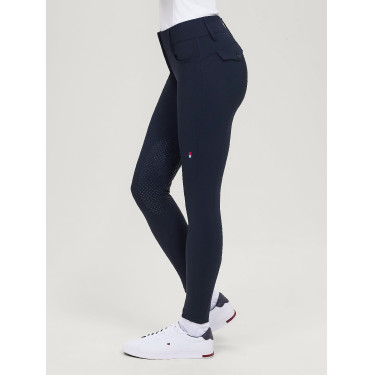 Calças Tommy Hilfiger Equestrian Victoria com grip nos joelhos para mulher Céu do deserto Azul Calças Tommy Hilfiger Equestrian Victoria com grip nos joelhos para mulher Céu do deserto Azul