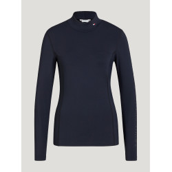 Polo de gola alta Tommy Hilfiger Equestrian Ava feminino Céu do deserto Azul Polo de gola alta Tommy Hilfiger Equestrian Ava feminino Céu do deserto Azul