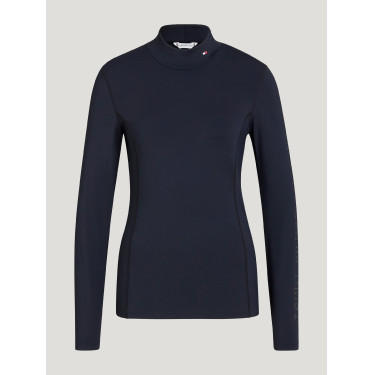 Polo de gola alta Tommy Hilfiger Equestrian Ava feminino Céu do deserto Azul Polo de gola alta Tommy Hilfiger Equestrian Ava feminino Céu do deserto Azul