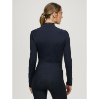 Polo de inverno de manga comprida Tommy Hilfiger Equestrian 1/4 zip Beth mulher Céu do deserto Azul Polo de inverno de manga comprida Tommy Hilfiger Equestrian 1/4 zip Beth mulher Céu do deserto Azul