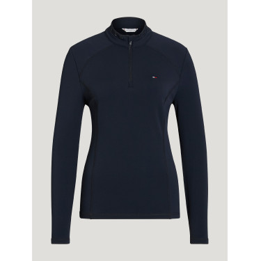 Polo de inverno de manga comprida Tommy Hilfiger Equestrian 1/4 zip Beth mulher Céu do deserto Azul Polo de inverno de manga comprida Tommy Hilfiger Equestrian 1/4 zip Beth mulher Céu do deserto Azul