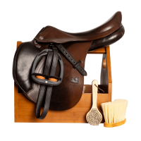 Caixa de Escovas e Sela Grooming Deluxe da Kentucky Madeira Bege Caixa de Escovas e Sela Grooming Deluxe da Kentucky Madeira Bege