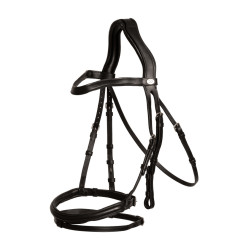 Bridão com muserola combinada Dy'on em couro macio Preto