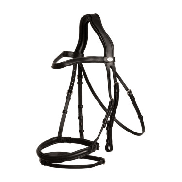 Bridão com muserola combinada Dy'on em couro macio Preto