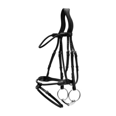 Bridão com muserola combinada Dy'on entrançado redondo Preto