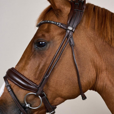 Bridão com muserola larga em couro macio Dy'on Castanho Bridão com muserola larga em couro macio Dy'on Castanho