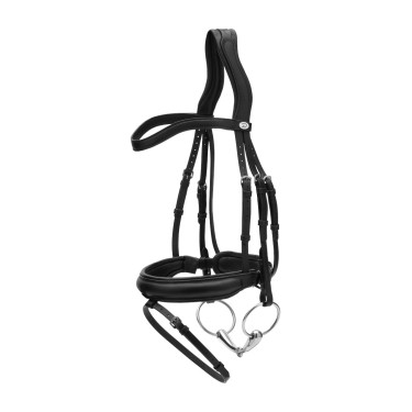Bridão com muserola média em couro macio Dy'on Preto