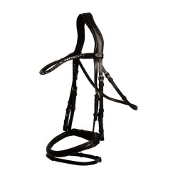 Bridão com muserola combinada média em couro macio Dy'on Preto