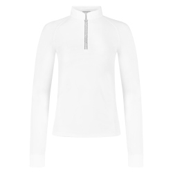 Camisa de Concurso Kentucky Classic Feminina com zíper brilhante de mangas compridas Branco Camisa de Concurso Kentucky Classic Feminina com zíper brilhante de mangas compridas Branco