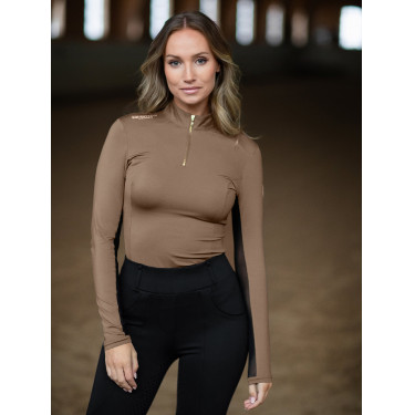 Camada Base Equestrian Stockholm Air Breeze Sunshirt feminina Champanhe Bege