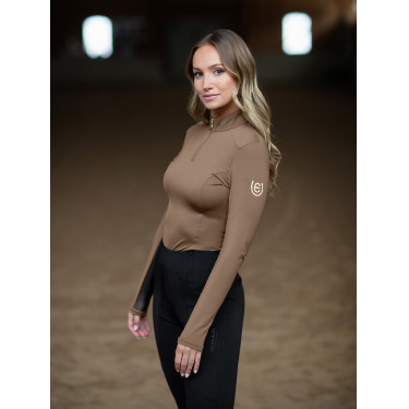 Camada Base Equestrian Stockholm Air Breeze Sunshirt feminina Champanhe Bege