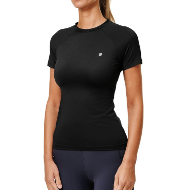 Base Layer Equestrian Stockholm Dynamic feminino de mangas curtas Edição preta Preto