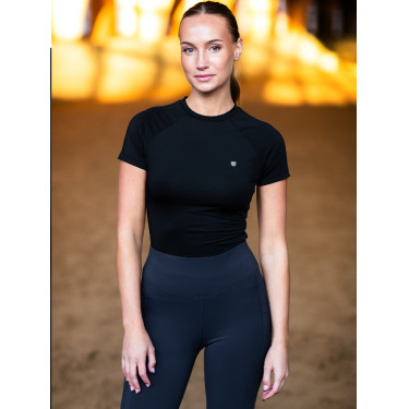 Base Layer Equestrian Stockholm Dynamic feminino de mangas curtas Edição preta Preto
