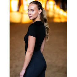 Base Layer Equestrian Stockholm Dynamic feminino de mangas curtas Edição preta Preto