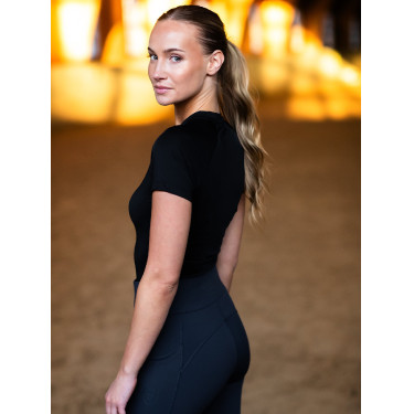 Base Layer Equestrian Stockholm Dynamic feminino de mangas curtas Edição preta Preto