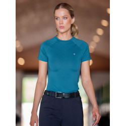 Base Layer Equestrian Stockholm Dynamic feminino de mangas curtas Azul petróleo