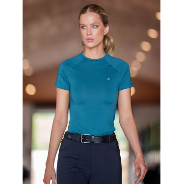 Base Layer Equestrian Stockholm Dynamic feminino de mangas curtas Azul petróleo