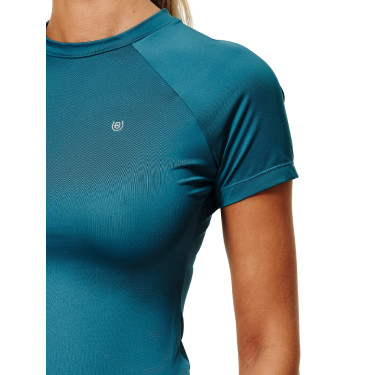 Base Layer Equestrian Stockholm Dynamic feminino de mangas curtas Azul petróleo