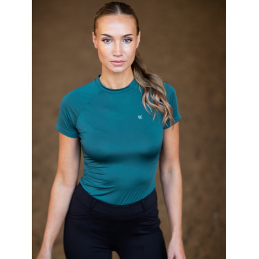 Base Layer Equestrian Stockholm Dynamic feminino de mangas curtas Azul petróleo