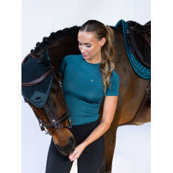 Base Layer Equestrian Stockholm Dynamic feminino de mangas curtas Azul petróleo