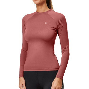 Base Layer Equestrian Stockholm Dynamic feminino de mangas compridas Rosa âmbar Branco