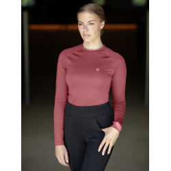 Base Layer Equestrian Stockholm Dynamic feminino de mangas compridas Rosa âmbar Branco