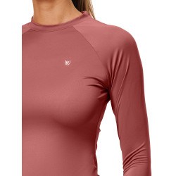 Base Layer Equestrian Stockholm Dynamic feminino de mangas compridas Rosa âmbar Branco