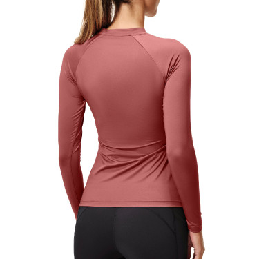 Base Layer Equestrian Stockholm Dynamic feminino de mangas compridas Rosa âmbar Branco