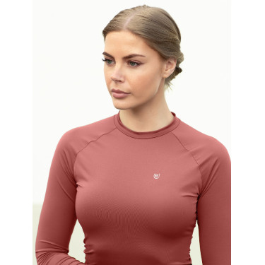Base Layer Equestrian Stockholm Dynamic feminino de mangas compridas Rosa âmbar Branco
