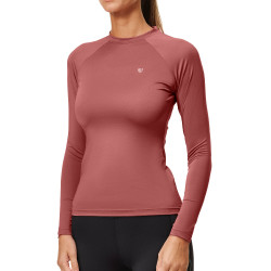 Base Layer Equestrian Stockholm Dynamic feminino de mangas compridas Rosa âmbar Branco