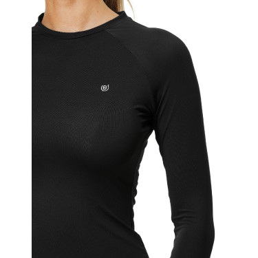 Base Layer Equestrian Stockholm Dynamic feminino de mangas compridas Preto