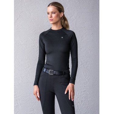 Base Layer Equestrian Stockholm Dynamic feminino de mangas compridas Preto