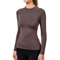 Base Layer Equestrian Stockholm Dynamic feminino de mangas compridas Mocha moderno Castanho