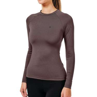 Base Layer Equestrian Stockholm Dynamic feminino de mangas compridas Mocha moderno Castanho