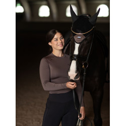 Base Layer Equestrian Stockholm Dynamic feminino de mangas compridas Mocha moderno Castanho