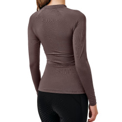 Base Layer Equestrian Stockholm Dynamic feminino de mangas compridas Mocha moderno Castanho