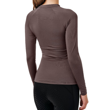 Base Layer Equestrian Stockholm Dynamic feminino de mangas compridas Mocha moderno Castanho