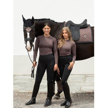 Base Layer Equestrian Stockholm Dynamic feminino de mangas compridas Mocha moderno Castanho