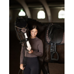 Base Layer Equestrian Stockholm Dynamic feminino de mangas compridas Mocha moderno Castanho