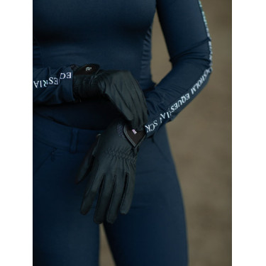 Luvas de equitação Equestrian Stockholm Motion Edição preta Preto