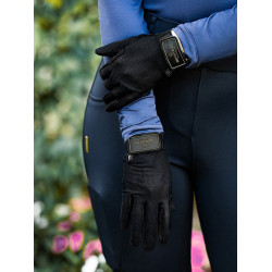 Luvas de equitação Equestrian Stockholm Summer Preto dourado Luvas de equitação Equestrian Stockholm Summer Preto dourado