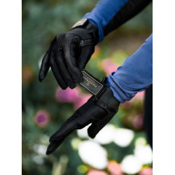 Luvas de equitação Equestrian Stockholm Summer Preto dourado Luvas de equitação Equestrian Stockholm Summer Preto dourado