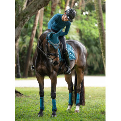 Guarnições de dressage Equestrian Stockholm em malha Azul petróleo