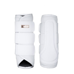 Guarnições de dressage Equestrian Stockholm em malha Branco dourado Azul-marinho
