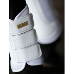 Guarnições de dressage Equestrian Stockholm em malha Branco dourado Azul-marinho
